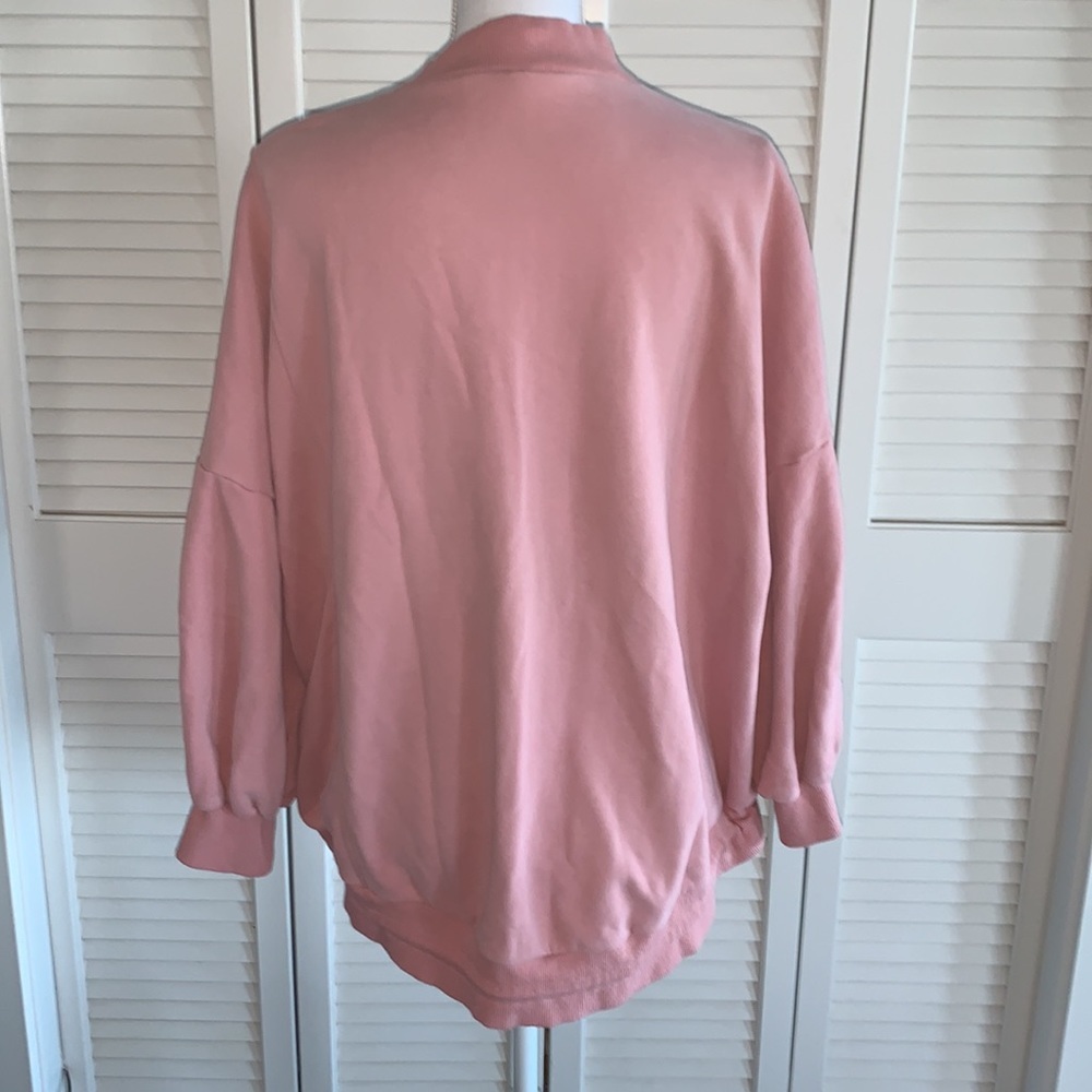 NAP Drawstring Hem Cotton Sweatshirt Blush Pink Oversized Top Women’s Size Large - Picture 4 of 12